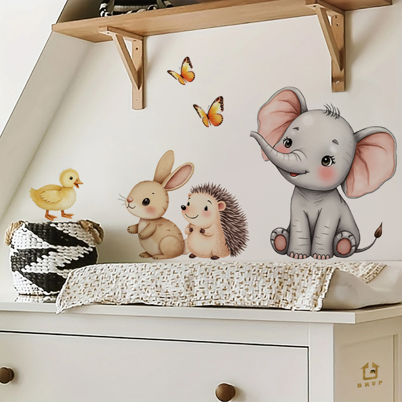 Cartoon Animal Wall Sticker -  - Baby Nursery Wall Art 评论和价格