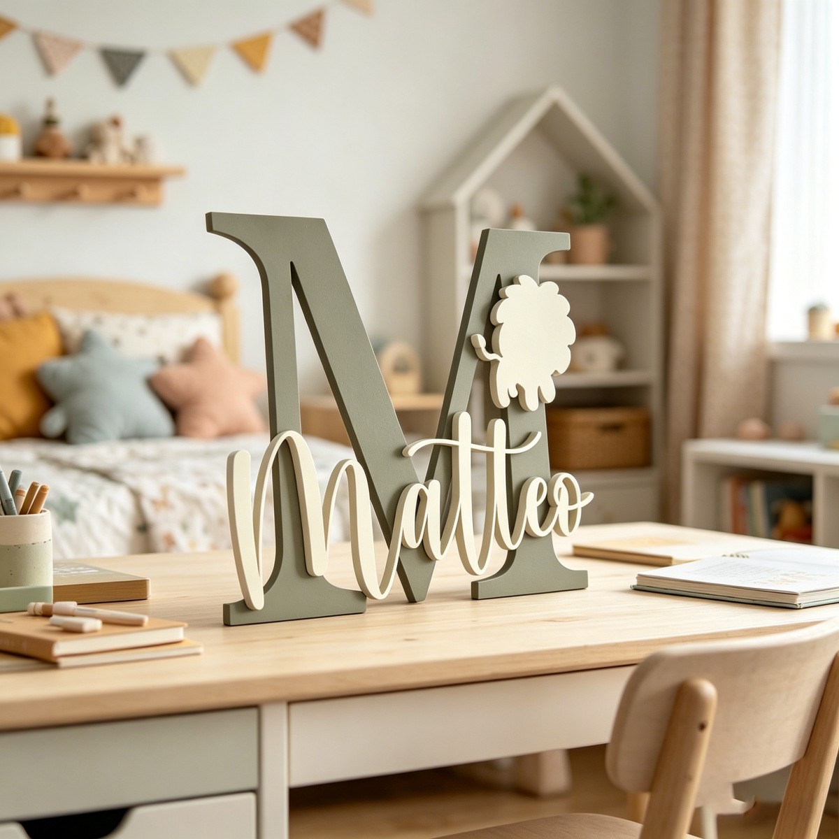 1Pc Custom Lion Name & Initial - Baby Nursery Decor 评论和价格