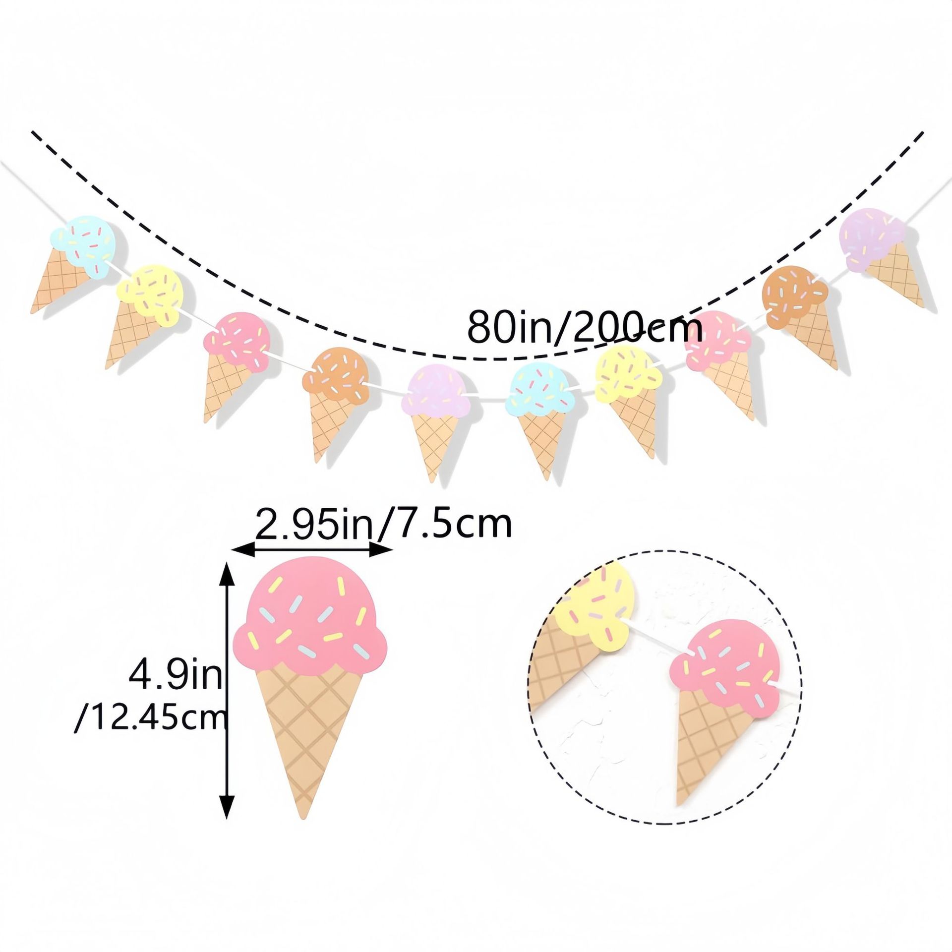 Sweet Ice Cream Theme Paper Ba - Baby Nursery Hanging Decor 评论和价格