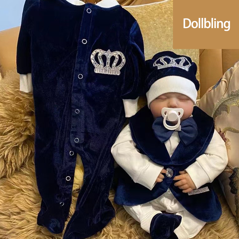 Royal Blue Velvet Baby Romper  - Baby Nursery Outfits 评论和价格