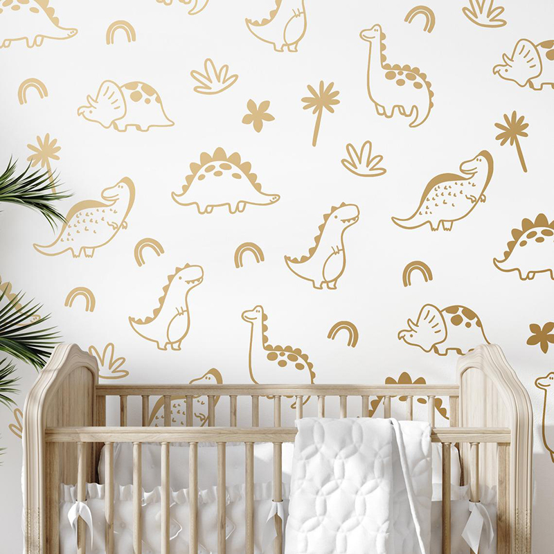 Geometric Dinosaur Tree Rainbo - Baby Nursery Jungle Animals 评论和价格