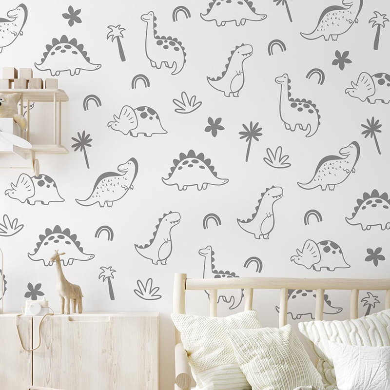 Geometric Dinosaur Tree Rainbo - Baby Nursery Jungle Animals 评论和价格