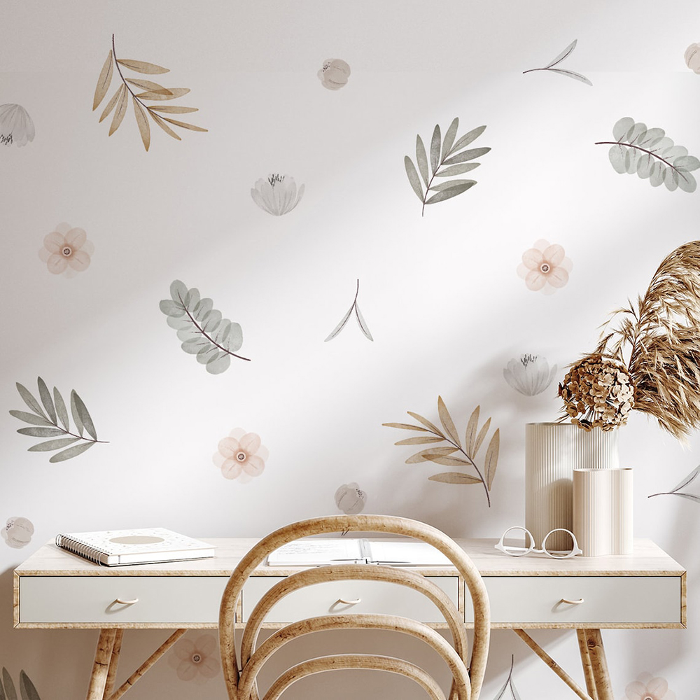 Boho Leaves Botanical DIY Wall - Baby Nursery Vinyl Wall Stickers 评论和价格