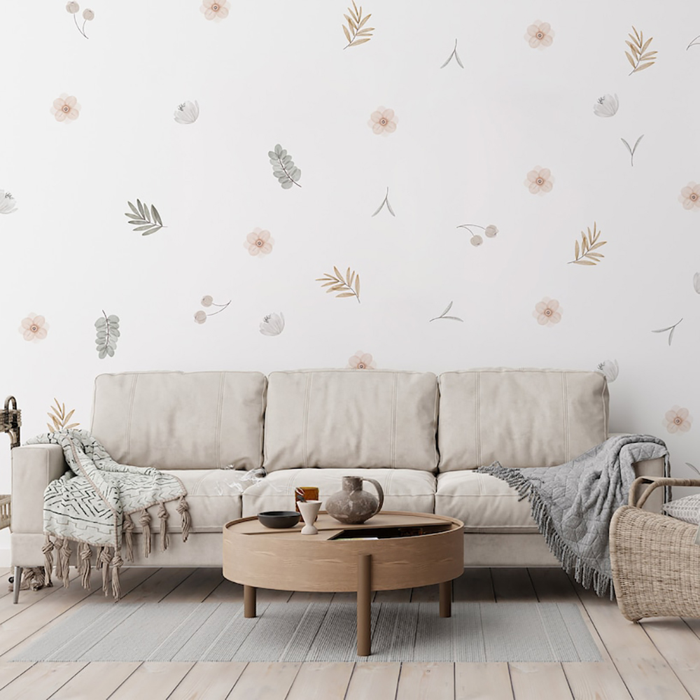 Boho Leaves Botanical DIY Wall - Baby Nursery Vinyl Wall Stickers 评论和价格