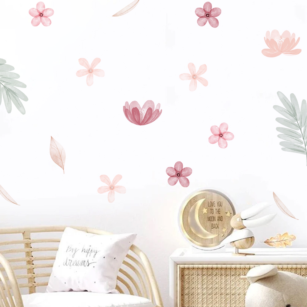Boho Leaves Botanical DIY Wall - Baby Nursery Vinyl Wall Stickers 评论和价格
