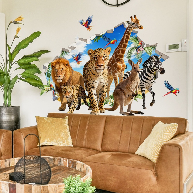 Large Jungle Animal Tropical L - Baby Nursery Jungle Animals 评论和价格