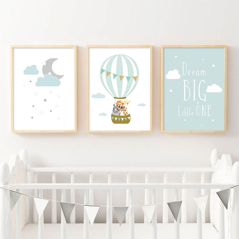 Balloon Moon Nursery Poster Wa - Baby Nursery Mirror 评论和价格