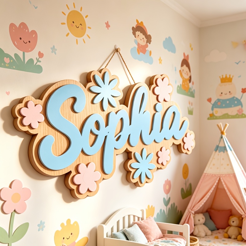 Personalized Floral Themed Nam - Baby Nursery Hanging Decor 评论和价格