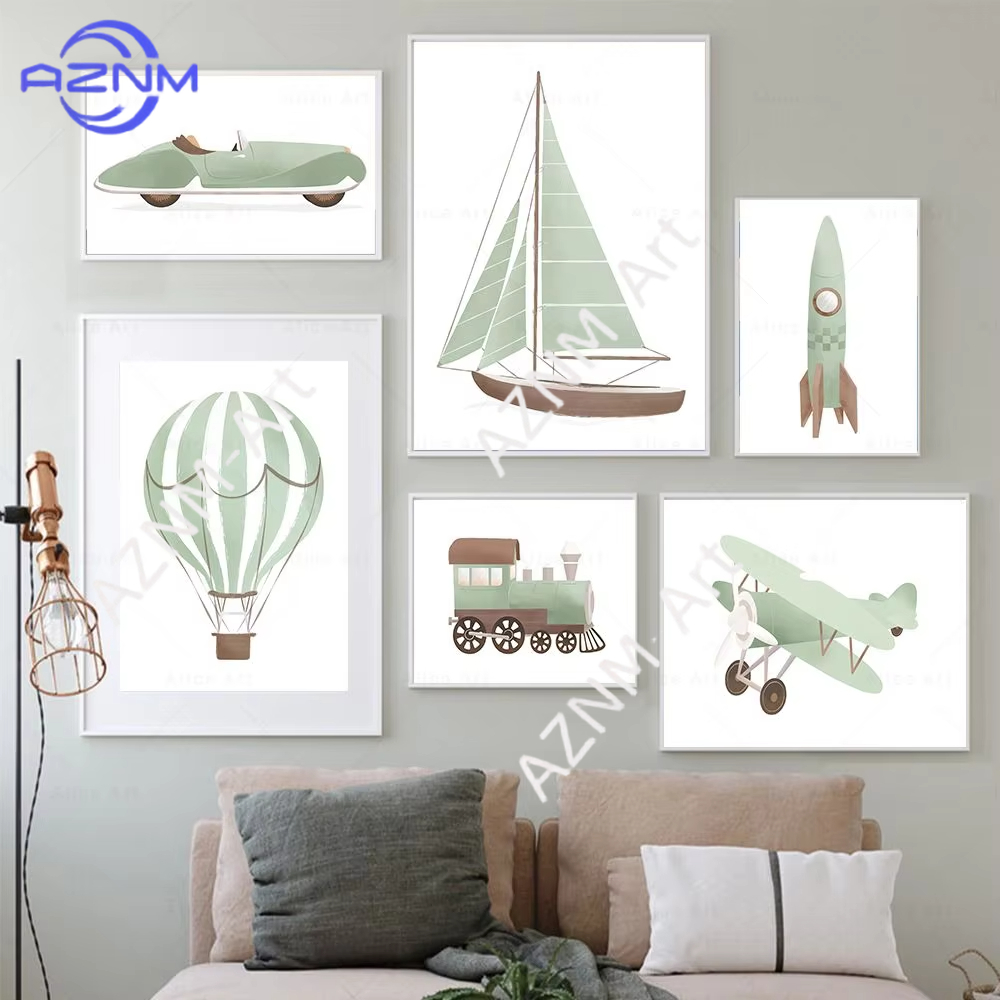 1PC Airplane Hot Air Balloon N - Baby Nursery Wall Art 评论和价格