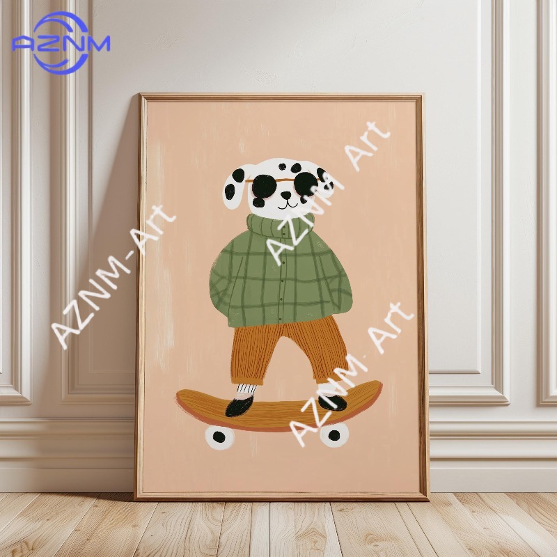 1PC Funny Animal Skateboarding - Baby Nursery Wall Art 评论和价格