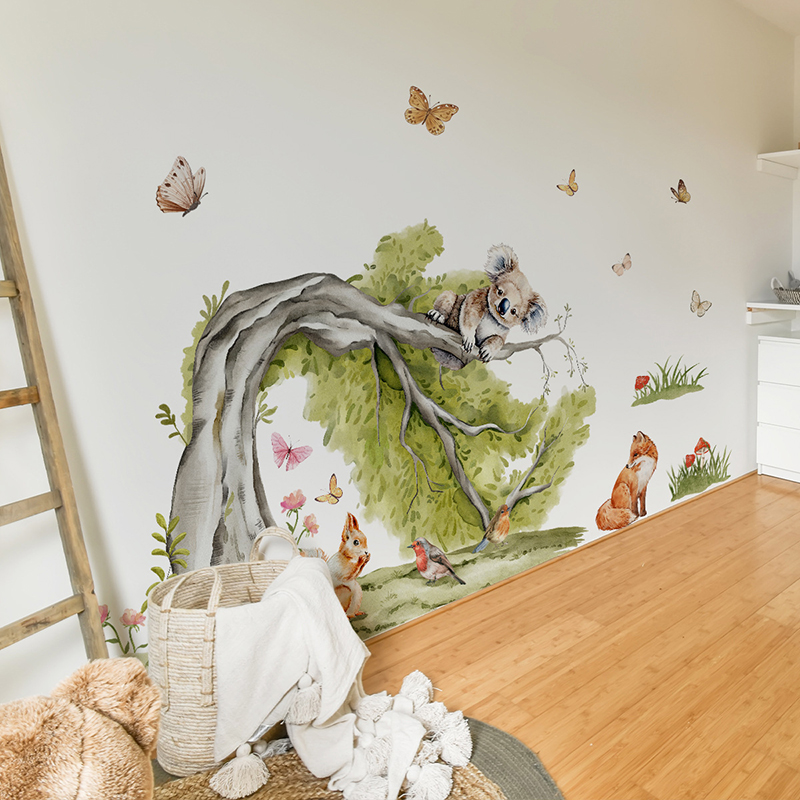 Jungle Large Tree Animals Wall - Baby Nursery Jungle Animals 评论和价格