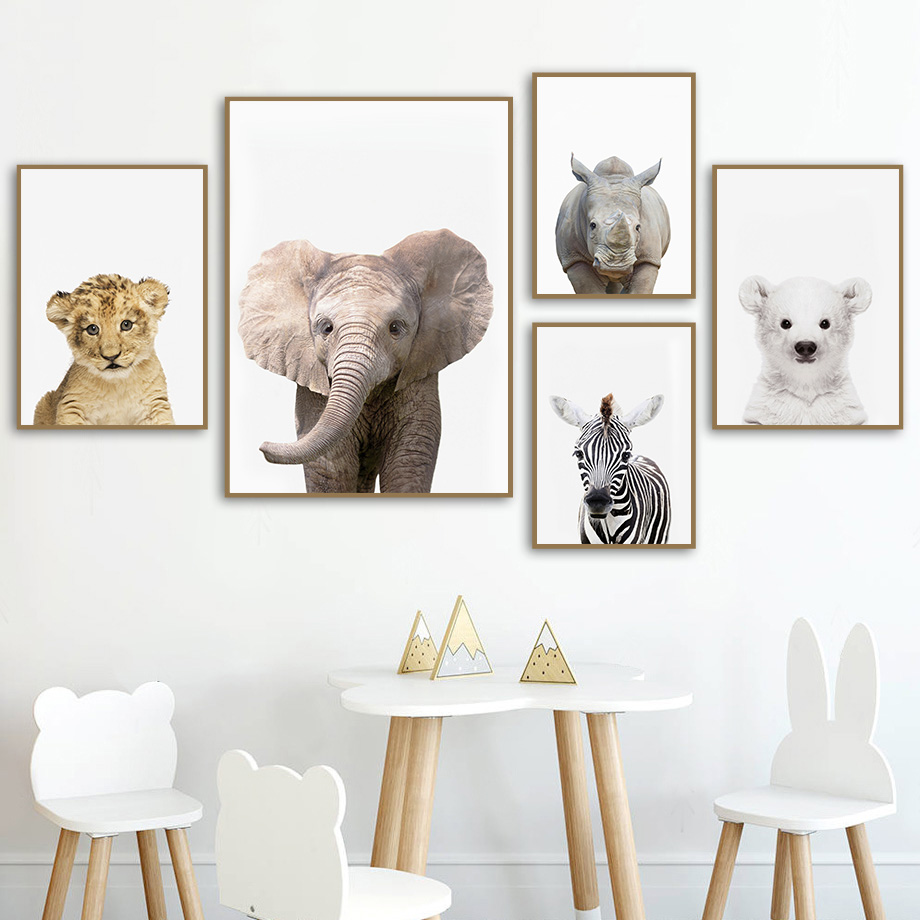 1pc frameless Canvas Painting  - Baby Nursery Jungle Animals 评论和价格