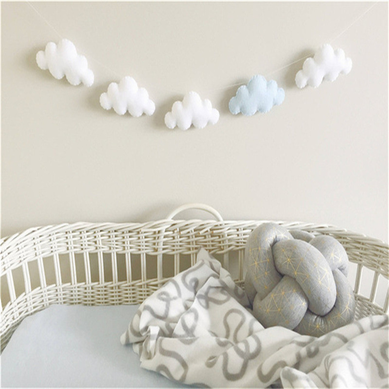 Nordic Felt Cloud Garlands Str - Baby Nursery Hanging Decor 评论和价格