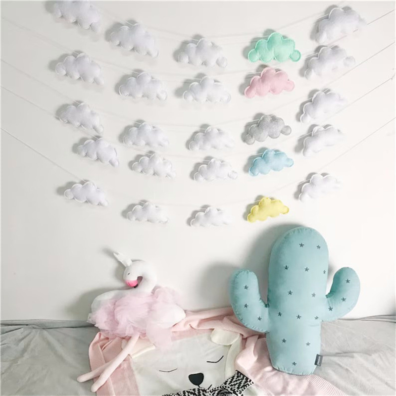 Nordic Felt Cloud Garlands Str - Baby Nursery Hanging Decor 评论和价格