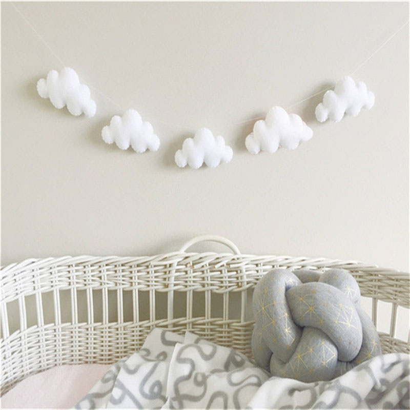 Nordic Felt Cloud Garlands Str - Baby Nursery Hanging Decor 评论和价格